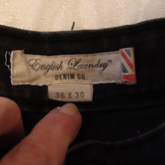 English Laundry Jeans Men's 36x 30 Dark Wash Kent Slim Stretch Distressed - Picture 4 of 11